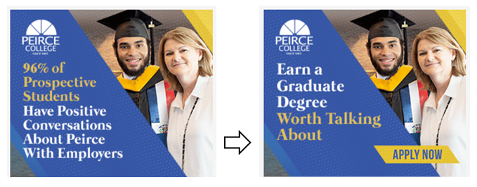 Peirce College paid ad — 96% of prospective students / Earn a Graduate Degree