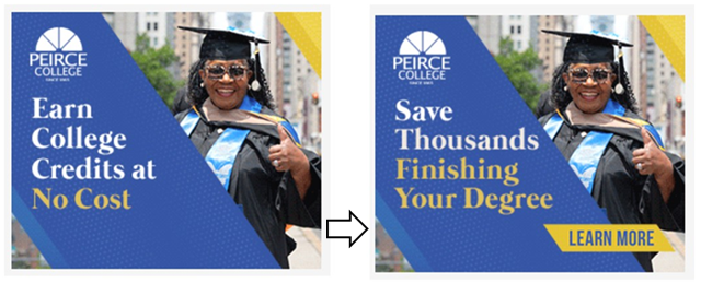Peirce College paid ad — Earn College Credits at No Cost / Save Thousands Finishing Your Degree